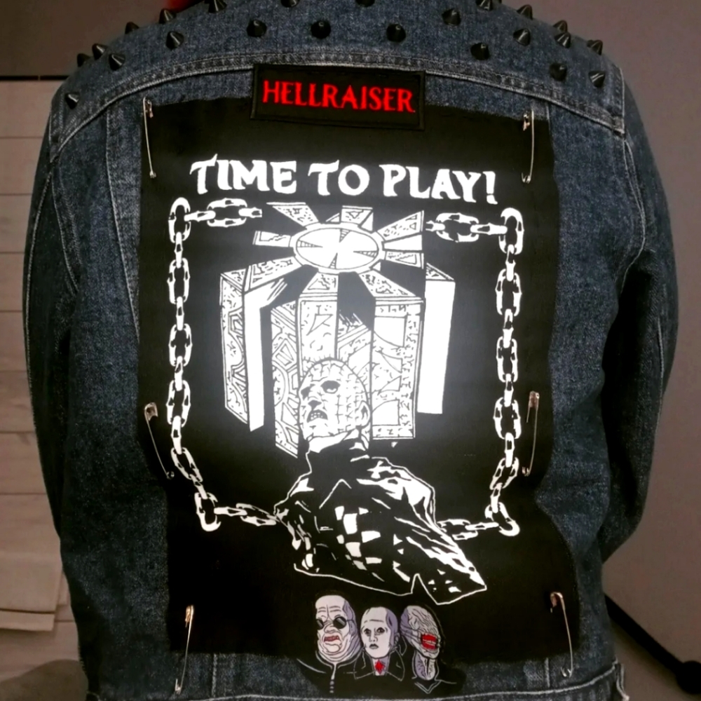 Reworked Hellraiser Themed Jean Jacket